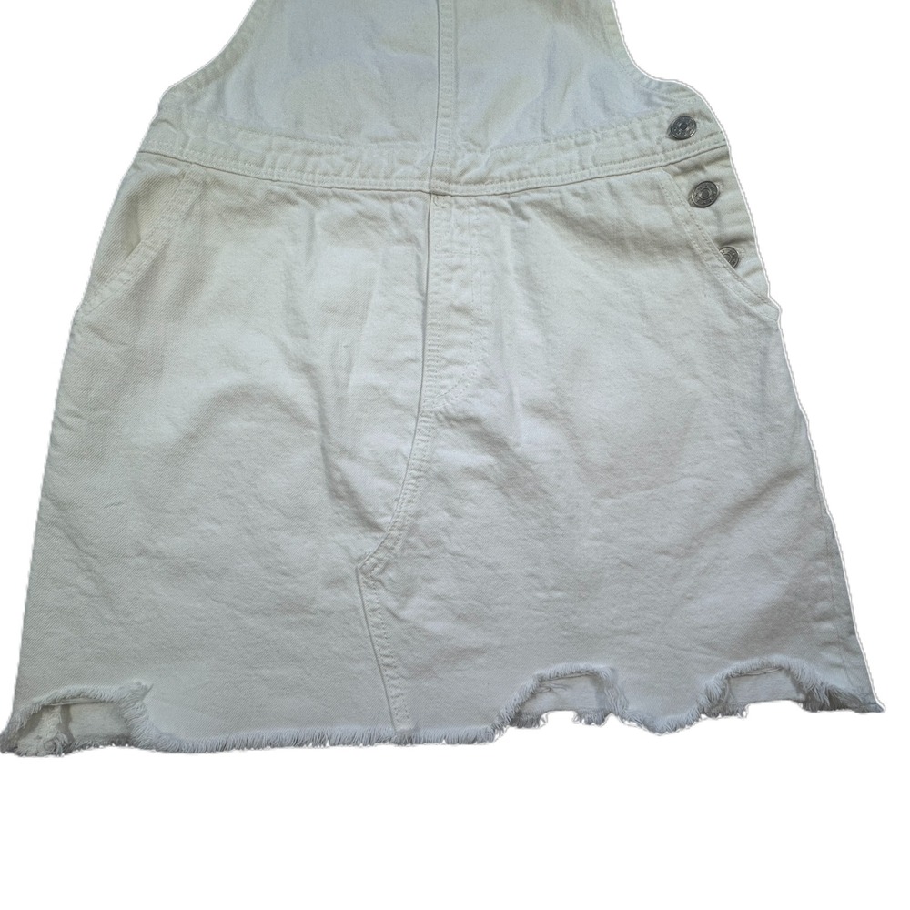 Envy White Denim Overall Skirt Womens Small Pinafore Dress Mini Festival Boho - Picture 3 of 10